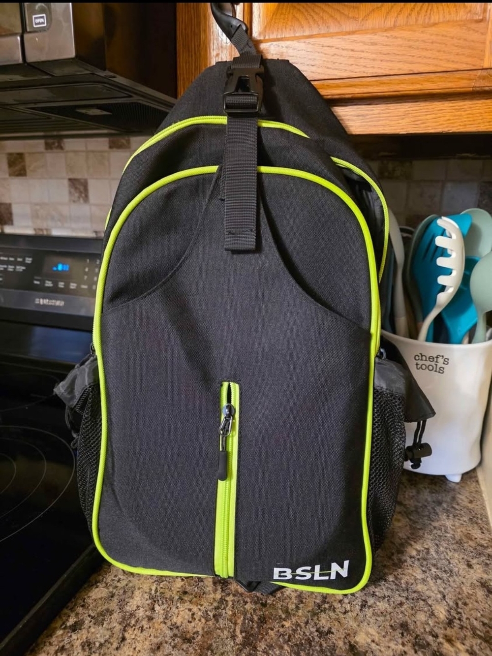 BSLN Black Pickleball Backpack with Lime Trim